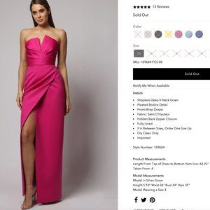 Jay Godfrey Darcy Gown Fuchsia Size 4